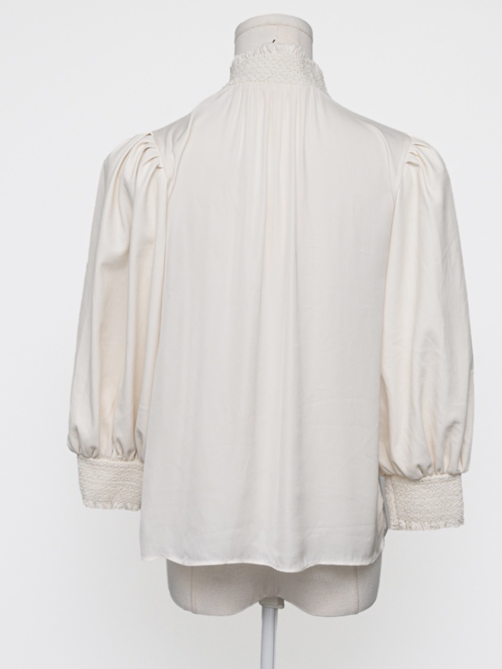 Alice + Olivia - Carmina Vegan Leather Smocked-Cuff Blouse - Picture 2 of 9